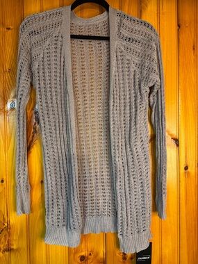 Kohl's Light Gray Open-Front Knit Cardigan